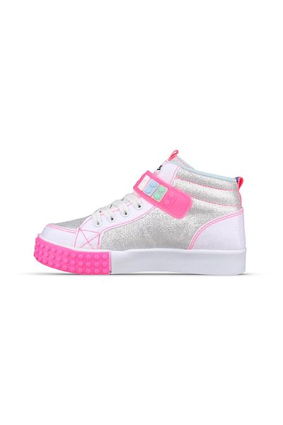 MP ONE Big Kids White Sneakers - Lace-Up Velcro Boots