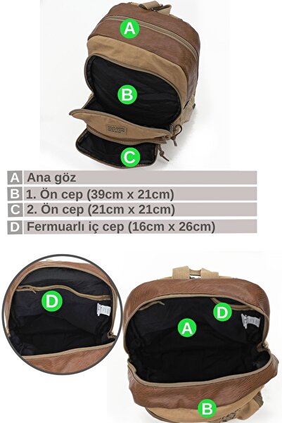 Old Cotton 7184 Revilla Camel Yellow Backpack School travel 15.6 Inch Laptop Notebook Sport Canvas Cotton Fabric Bag