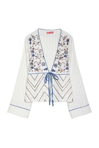 Quzu Natural Kimono - Embroidery Detailed and Tied