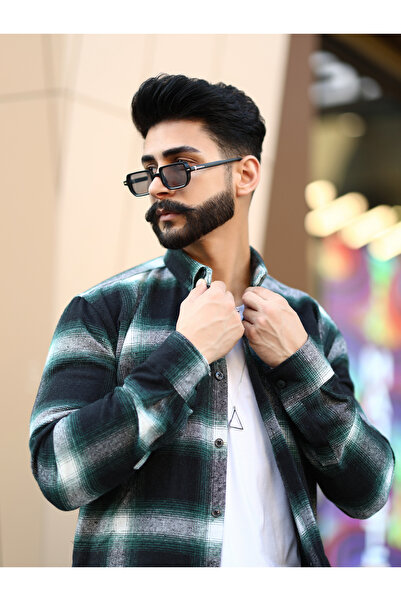 mavisima erkek giyimi Πουκάμισο ξυλοκόπος Μαύρο και άσπρο ριγέ σταντ με γιακά με κουμπιά