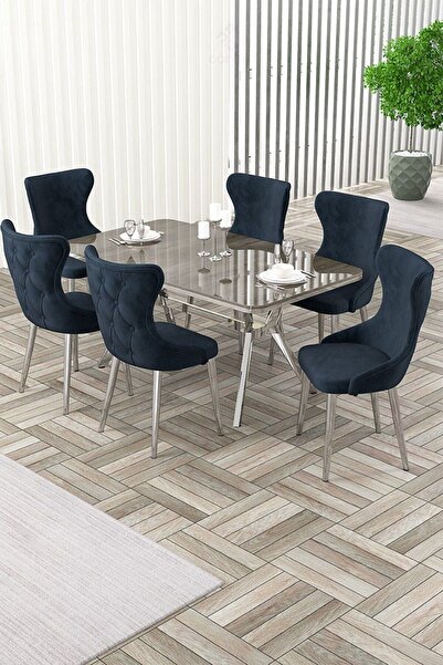 Canisa Esla Serisi 90x160 Lak Panel Antrasit İroni Krom Kaplama Ayaklı Masa T...