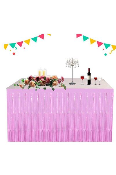 kidspartim 270x75 cm Ροζ Ματ Τραπέζι Φούντα