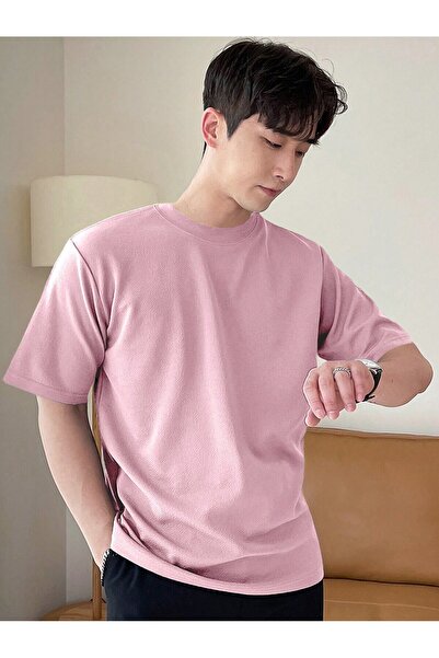 EYAX MODA Tricou basic cu guler rotund pentru bărbați