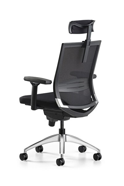 Bürotime Cozy Başlıklı Çalışma Koltuğu - Sabit T Kol - Plastik Ayak - Siyah