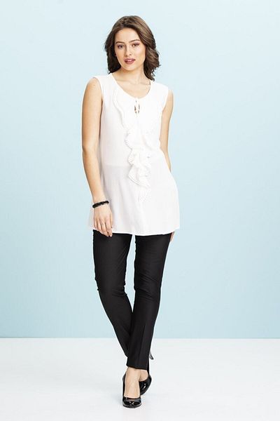 Even Fashion Hamile Giyim Maternity Blouse with Ruffle Collar Ecru