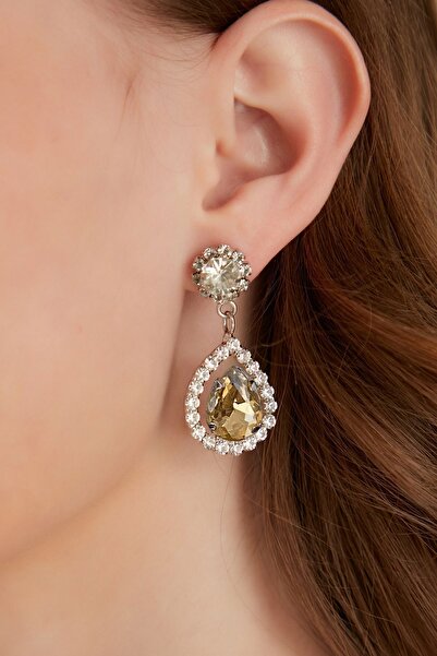 Furtek Aksesuar فستان سهرة نسائي فضي مشع موديل ذهبي اللون حجر الزركون متدلي ل...