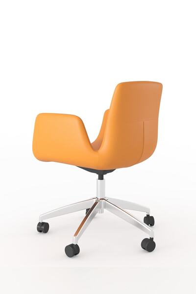 Bürotime Poly Çalışma Koltuğu, Krom Ayak, Suni Deri & Turuncu