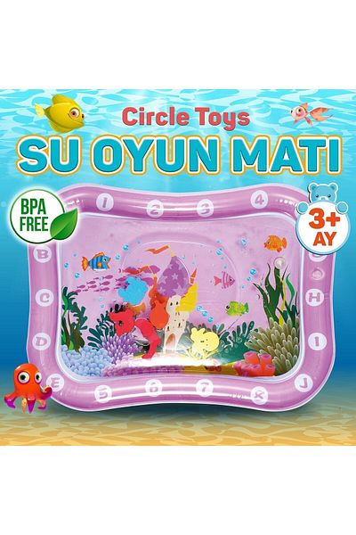 Circle Toys Pink Baby Water Mat Tummy Time Activity Toy and Water Pool