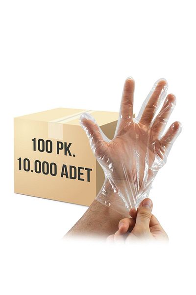 AKSOY AMBALAJ Transparent Food Bag Gloves 10000 Pieces in 100 X 100 Pack