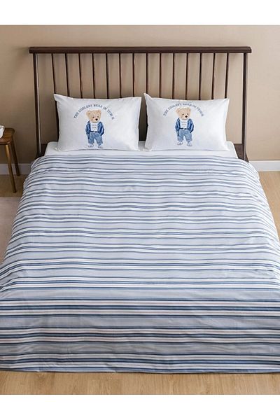 LC Waikiki Set cuvertură de pilota dublă și pernă cu imprimeu Teddy Bear