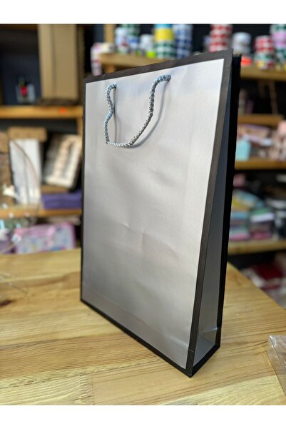 demontecraft Τσάντα από χαρτόνι με μαύρο ασημί πλαίσιο - 26x40, 2 τεμάχια