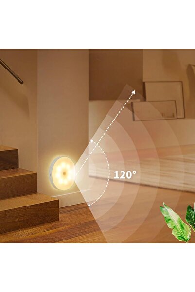 AmberLED 1 Adet Hareket Sensörlü Ledli Gece Lambası, Şarj Edilebilir, Ilık Günışığı, Dolap Içi Lamba