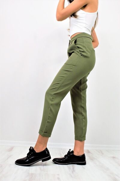 Pasaklı Giyim Жіночі штани з кишенями, подвійними штанинами, вузьким кроєм і плісированими штанинами 3173220