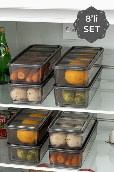 Vienev Set of 8 - 1.65 Liters Bella Refrigerator Organizer Storage Container