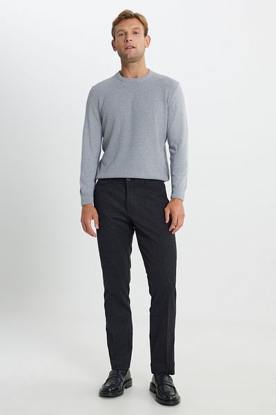 ALTINYILDIZ CLASSICS Pantaloni pentru bărbați, negri, cu model în diagonală, cu potrivire confortabilă - buzunare laterale, bumbac