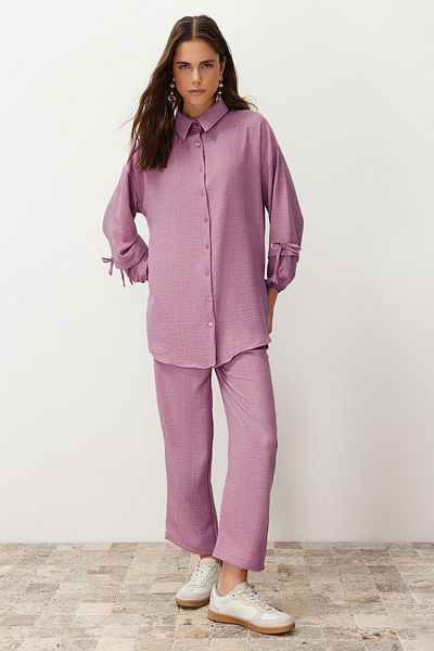 Trendyol Modest Porvászon kinézetű, szőtt felső és alsó készlet TCTSS24US00062