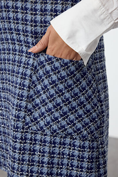 Trendyol Collection Μίνι καρό / καρό Tweed Gilet φόρεμα - TWOAW23EL00685