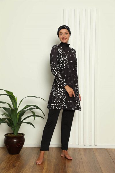 Akbeniz Ψηφιακό σχέδιο Full Hijab μαγιό - 31052