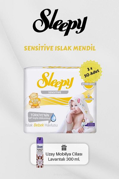 Sleepy 150 Pieces Sensitive Wet Lavender Wipes - Gift Furniture Polish