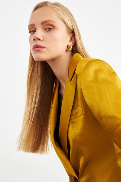 Setre Mustard Shiny Button Detailed Jacket Set