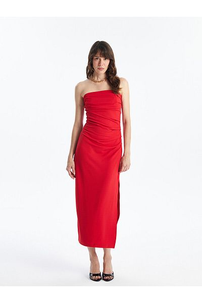 LC Waikiki Lcw Women's Strapless Collar Straight Dress