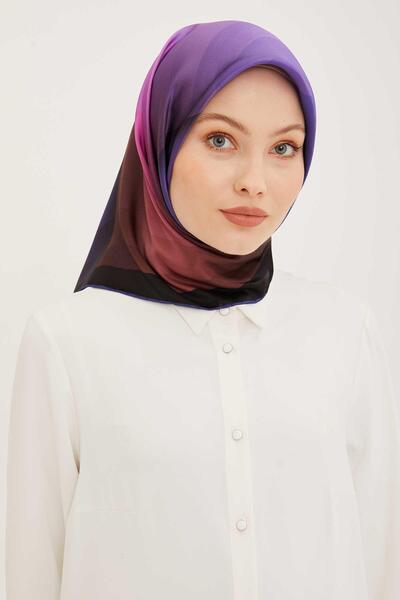 Armine Eșarfă din mătase Tivil cu model geometric violet 8904-34