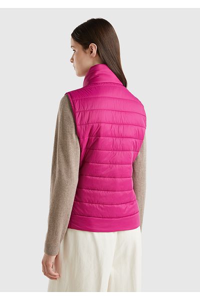 United Colors of Benetton Women's Fuchsia Recycled Polyester Padded Pufa Vest