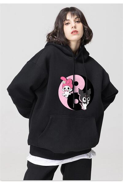 Aesthia MİNGALONDON - Куромі та Мелоді Чорний худі з капюшоном