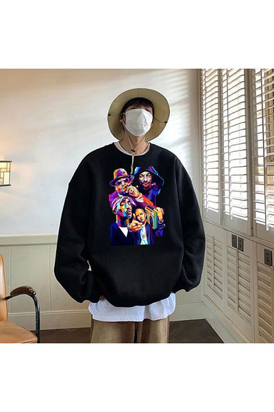 Aesthia MINGALONDON - Hip-Hop Kings Of Rap Μαύρο Oversize Unisex φούτερ με λαιμόκοψη