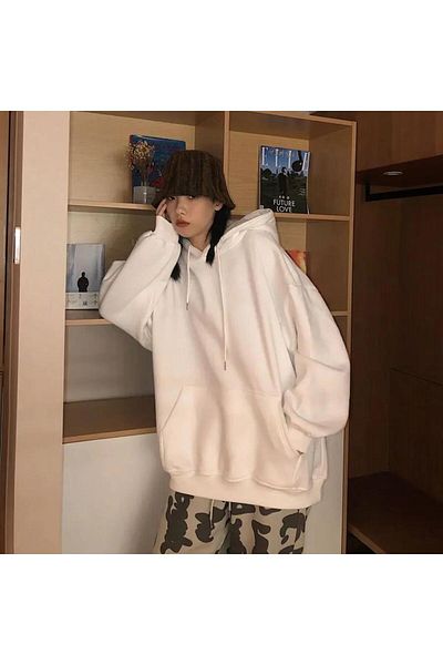 Aesthia Φούτερ MINGALONDON Unisex Λευκό Oversize με κουκούλα