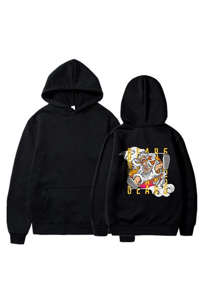 Aesthia Hanorac oversize negru unisex cu glugă MINGALONDON Gear 5 - imprimat pe spate