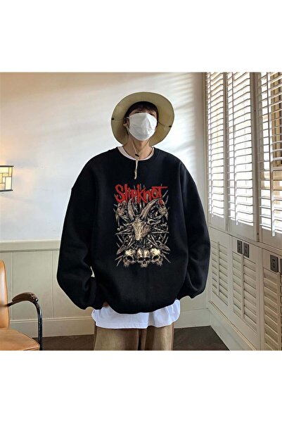 Aesthia MİNGALONDON - Slipknot O Oversize kroj crna unisex majica B okrugla k...