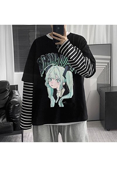 Aesthia MİNGALONDON  Oversize Anime Harajuku Gothic Cool Girl Unisex Uzun Kollu T-shirt