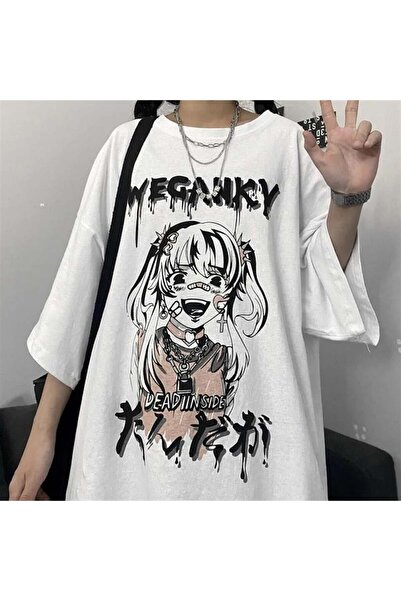 Aesthia Wegankv Djevojka Bela Unisex Oversize kroj T-shirt - MINGALONDON