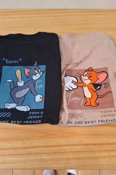Aesthia MINGALONDON - Tom & Jerry Detailed Oversize Unisex T-Shirt