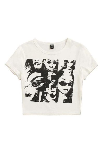 Aesthia 90's MINGALONDON White Crop - Figure Face Printed
