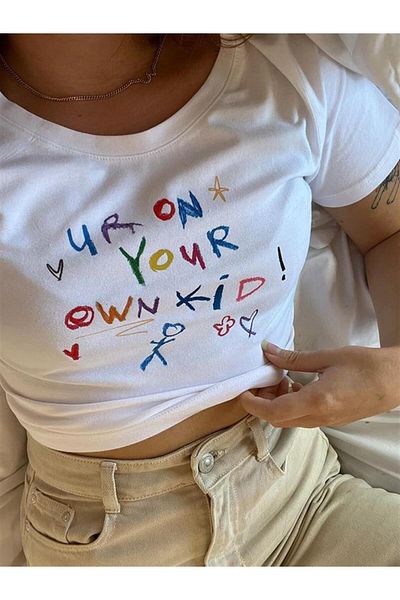 Aesthia MINGALONDON - Λευκό Crop Top για Παιδιά με στάμπα