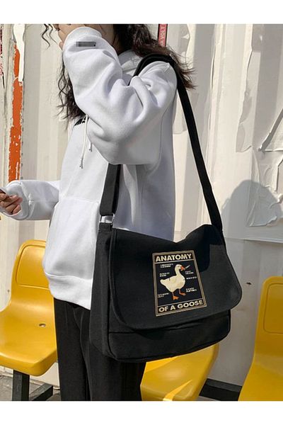 Aesthia Geantă neagră unisex MINGALONDON - Duck Anatomy Design