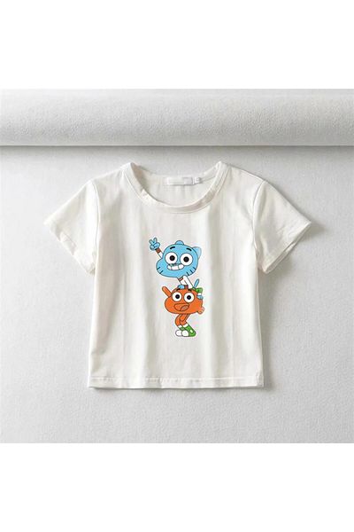 Aesthia White Crop - MINGALONDON Gumball Printed