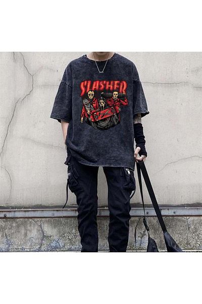 Aesthia ΜΙΓΑΝΤΑΛΟΝΔΑ Unisex Washable Red Slasher Vintage T-shirt