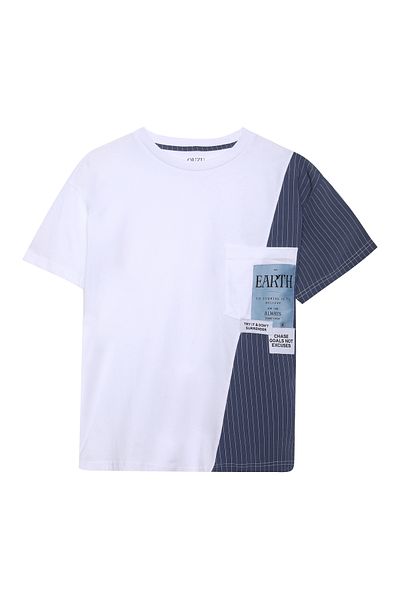 Quzu White Striped T-shirt - Pocket Cover