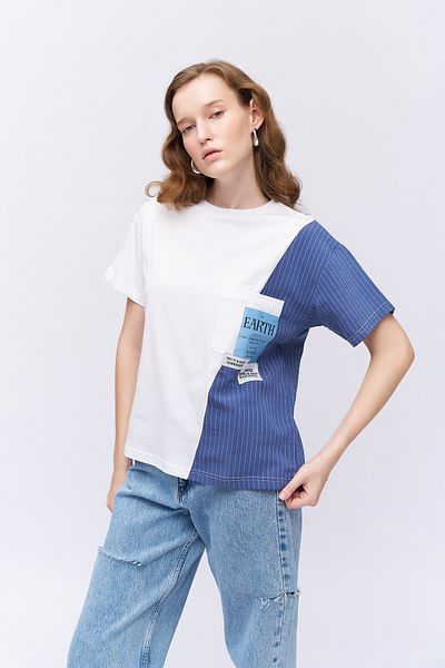 Quzu White Striped T-shirt - Pocket Cover