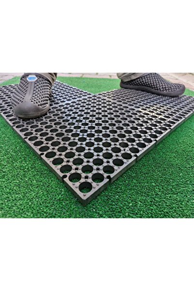 bademlerhali Kaymaz Karo Yer Döşemesi 33x33 Geçmeli Kauçuk Plastik Karo Islak Zemin Kaydırmaz Paspas 9 Adet