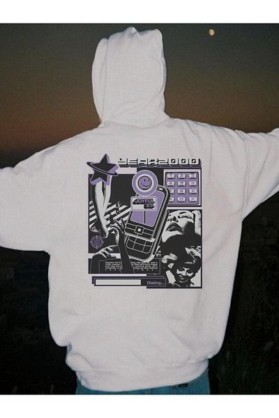 Aesthia MINGALONDON Y2K Girl Printed - Hanorac alb cu glugă