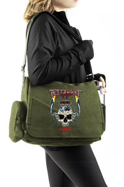 Aesthia MİNGALONDON Unisex Zeleni P Poštarska torba - Otisnut testament