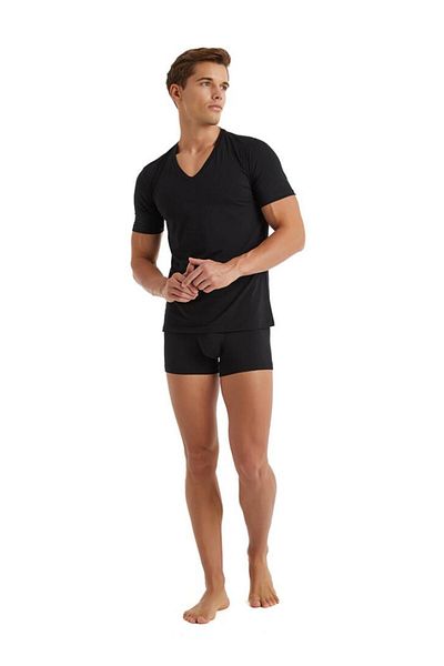 Blackspade V-Neck Black T-Shirt - Tender Cotton, Short Sleeve C9T3N2O9