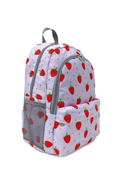 Superbag Girl's Primary School Bag Strawberry Patterned Backpack Feeding and Pen Holder Set of 3