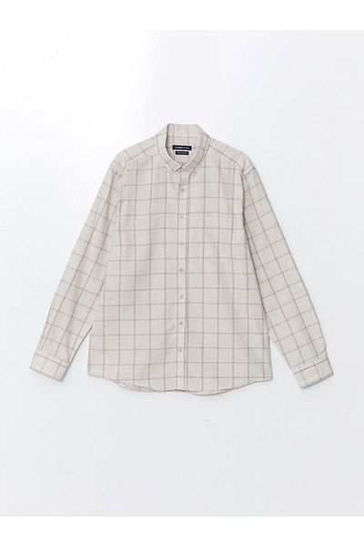 LC Waikiki Ανδρικό καρό μακρυμάνικο πουκάμισο Lcwaıkı Classic Beige Regular Fit