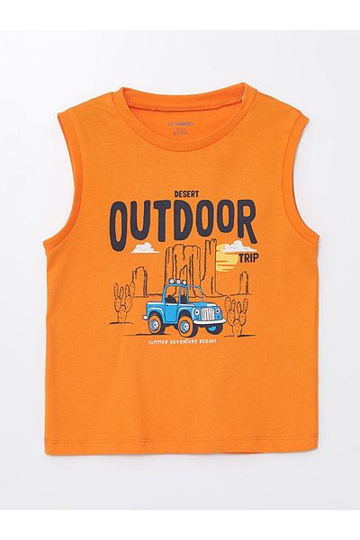 LC Waikiki Lcw Crew Neck Sleeveless Printed Baby Boy Undershirt and Shorts Set of 2