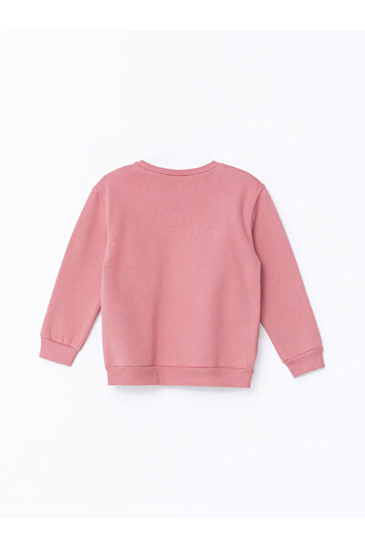 LC Waikiki Lcw Kids 2-Piece Set - Pink Crew Neck Long Sleeve Sweatshirt and Printed Sweatpants